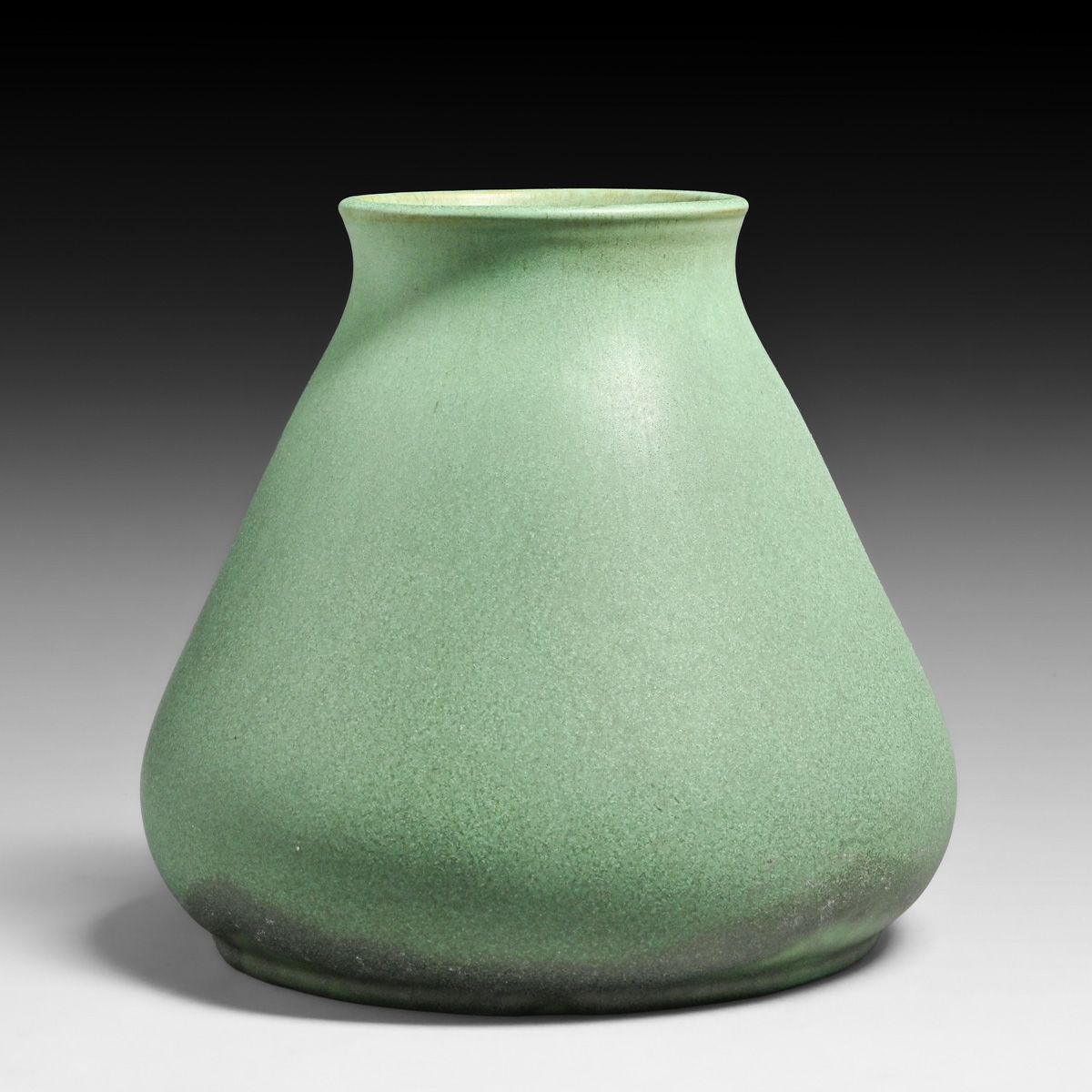 Teco Pottery #250 Matte Green Bulbous Vase c1910
