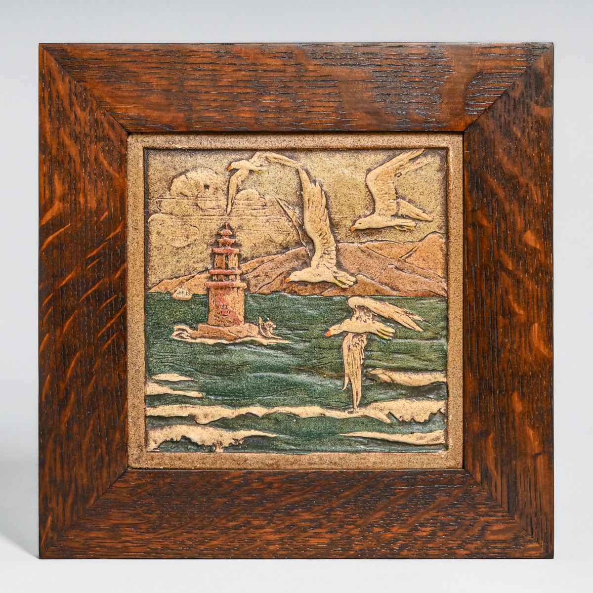 Cal Art - Richmond, CA Seagull & Lighthouse Tile c1920s