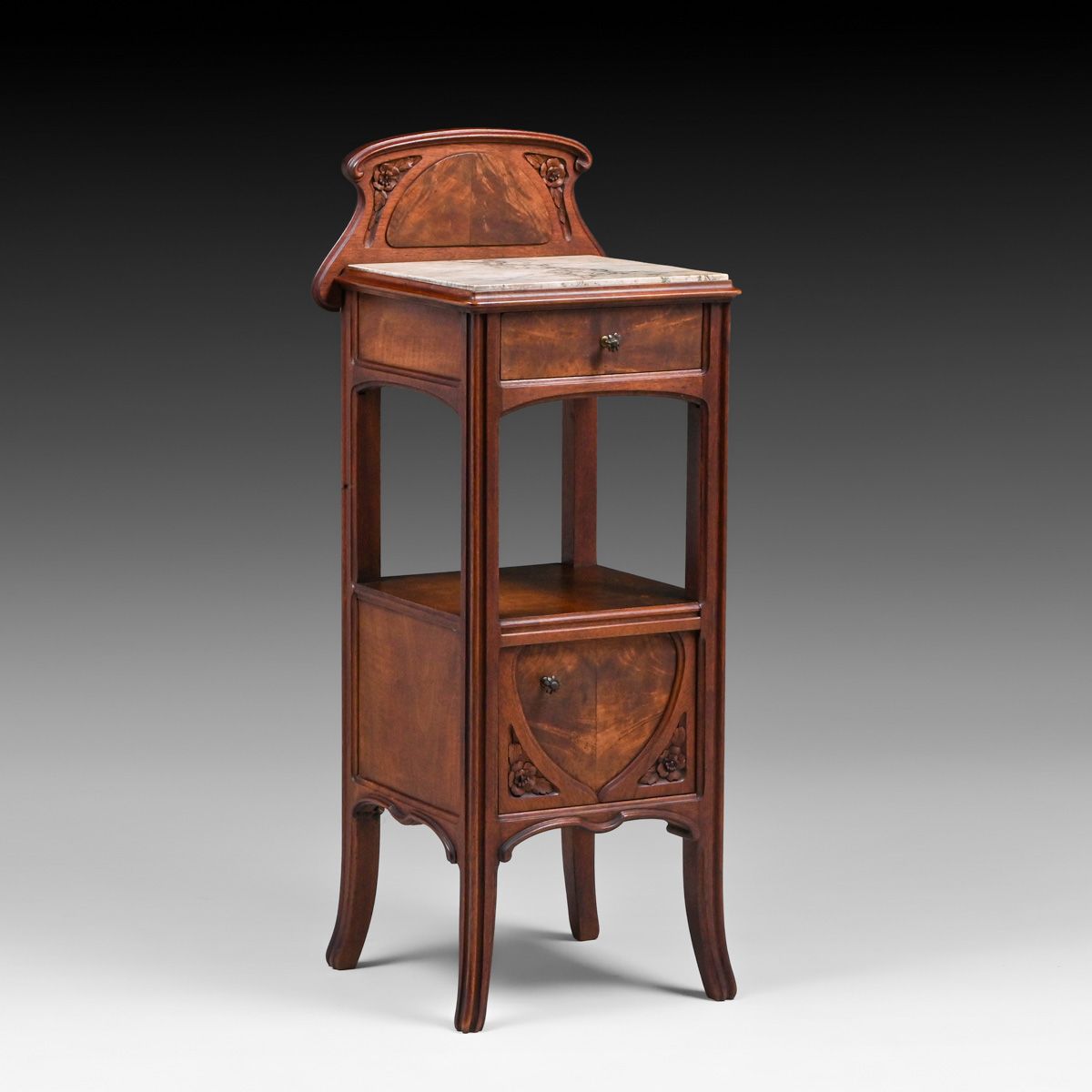 Louis Majorelle - attributed French Art Nouveau Marbletop Beside Table c1900