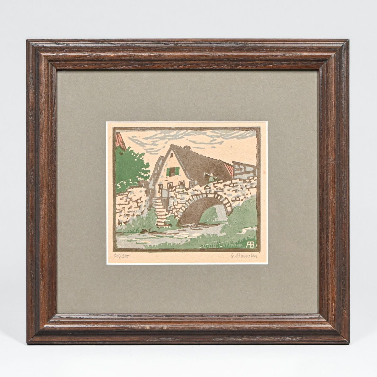 Albert Banska (German 1889-1957) Color Woodcut "Landschaft" c1920s