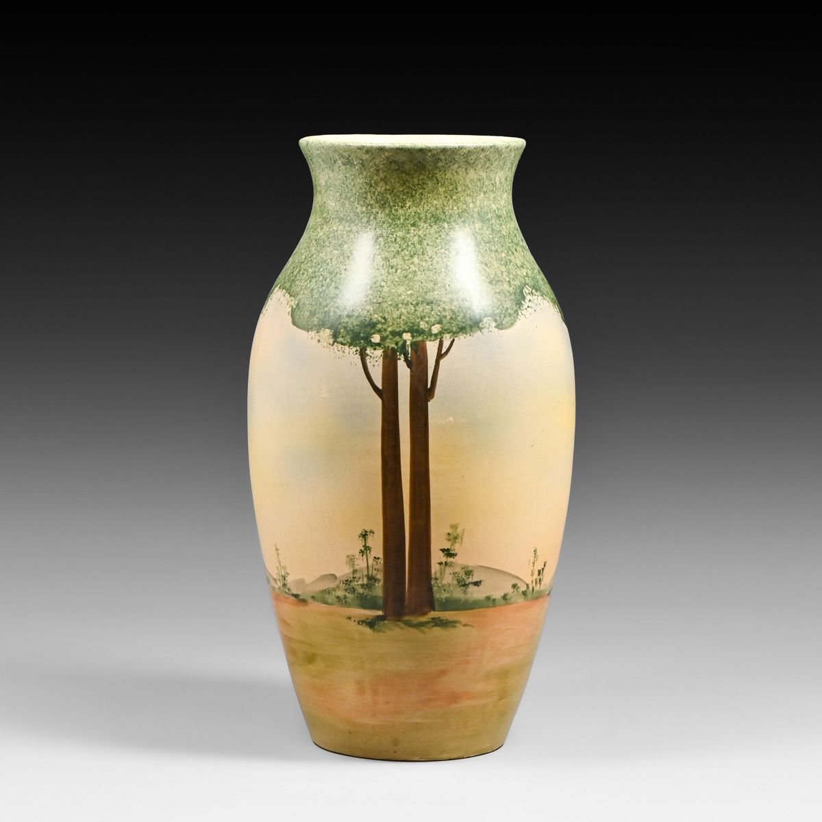 Large Roseville Pauleo Hand-Painted Scenic Vase c1914