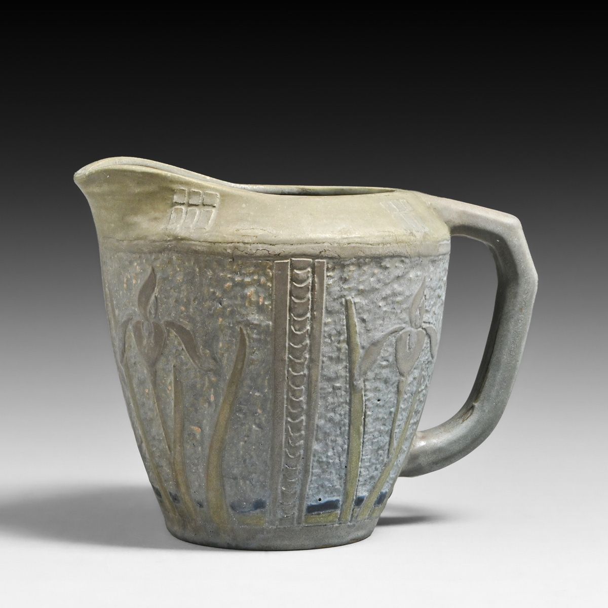 William Jervis Pottery Hand-Carved Pitcher c1905