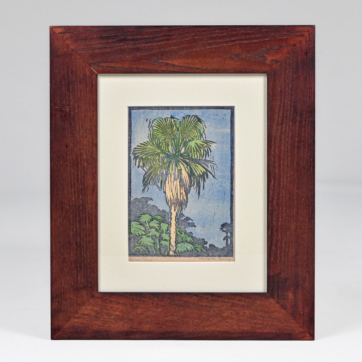Newcomb College Henrietta Bailey Color Woodcut "Palm Tree" c1930