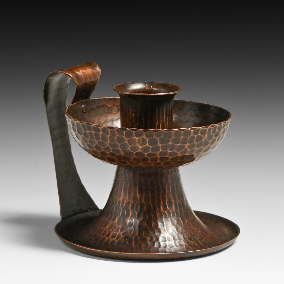 Roycroft Hammered Copper One-Handled Candlestick c1920s