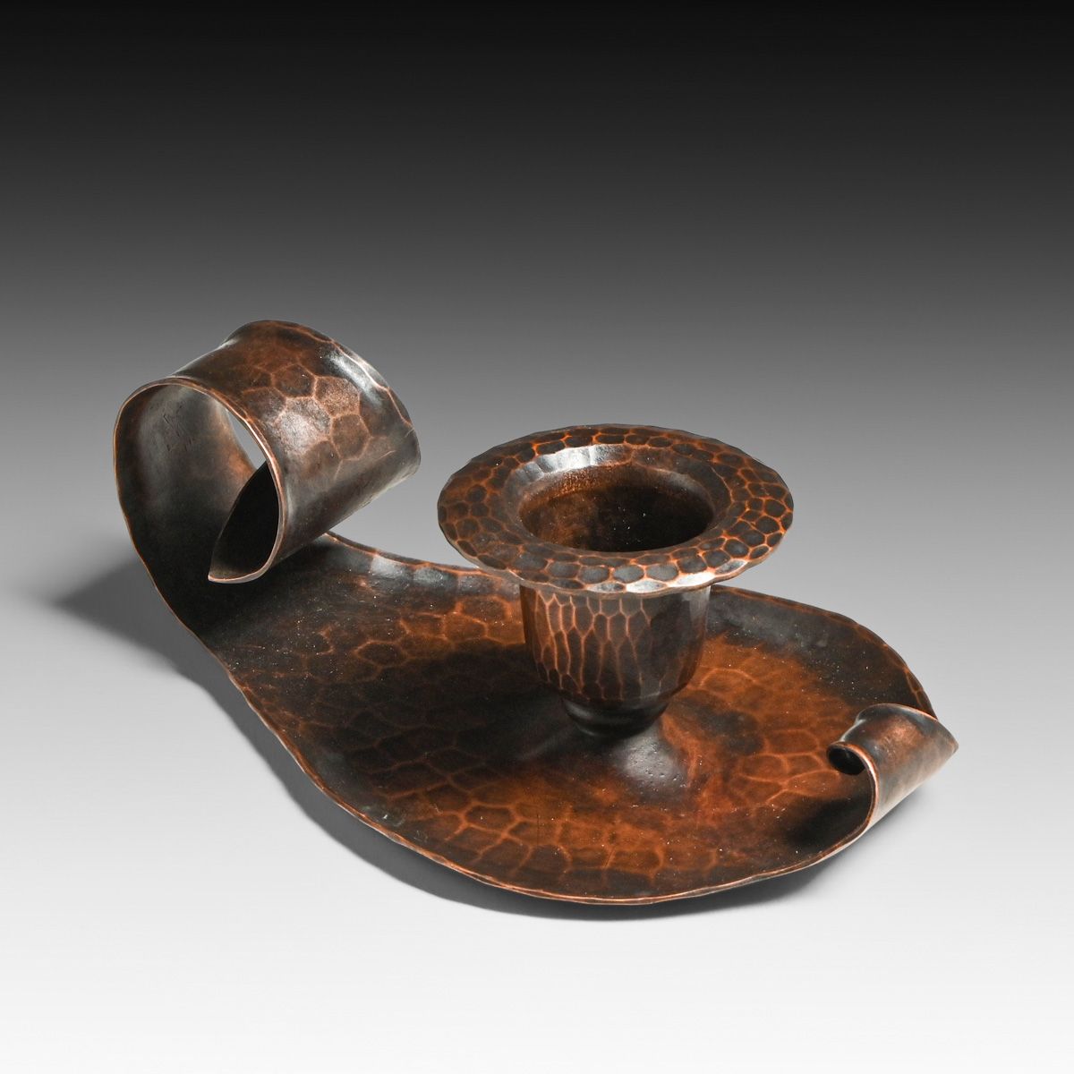 Roycroft Hammered Copper One-Handle Candlestick c1920s
