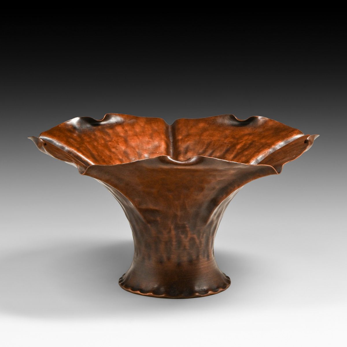 Craftsman Studios - Laguna Beach, CA #880 Hammered Copper Flared Vase c1930s