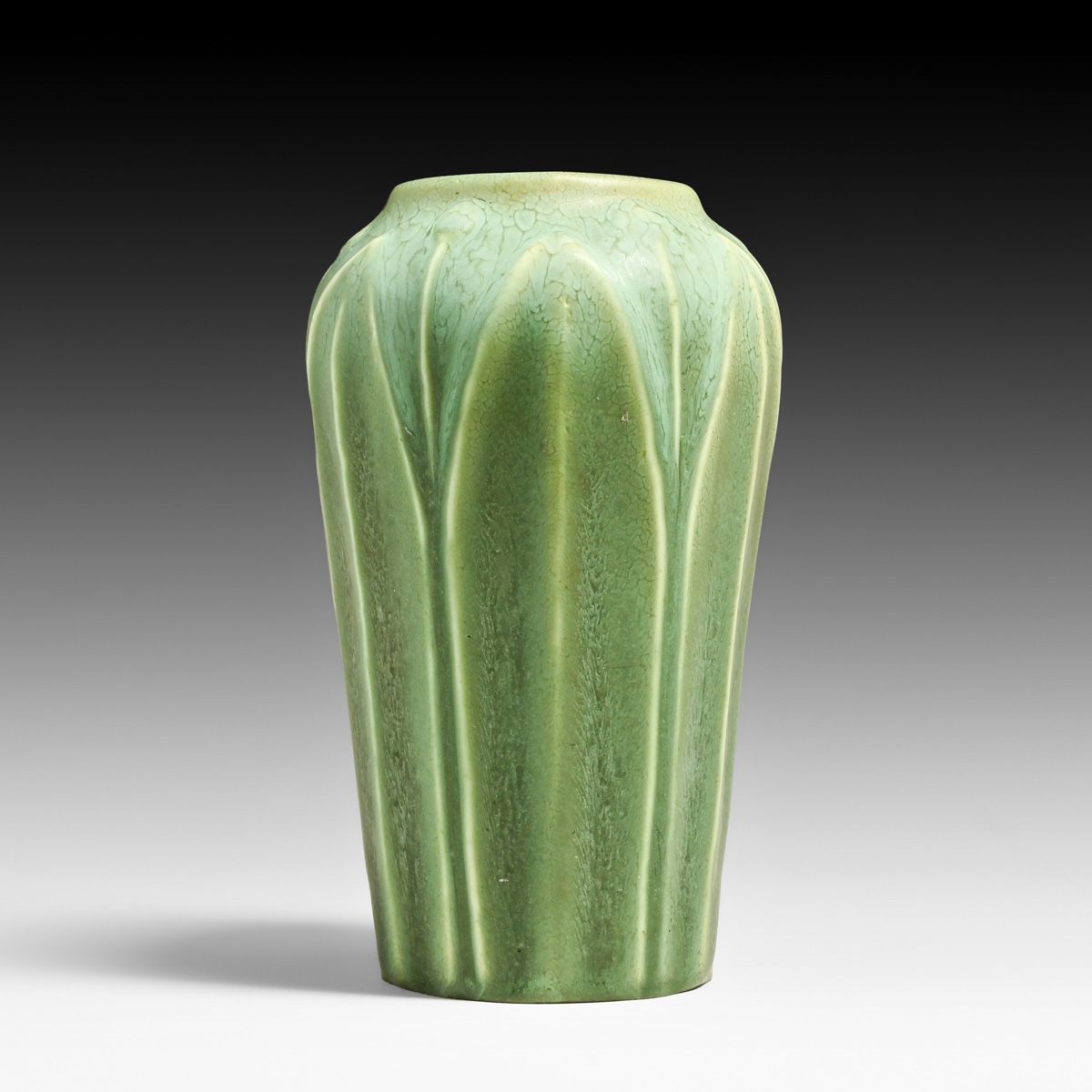 Hampshire Pottery #33 Matte Green Leaves & Buds Vase c1910