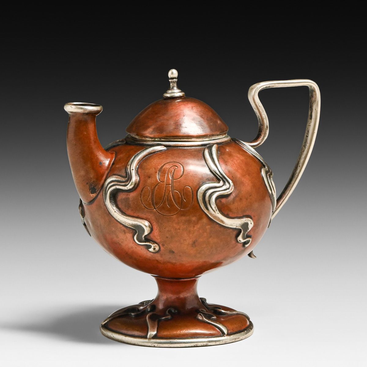 Joseph Heinrichs Hammered Copper & Silver Cigar Lighter c1900