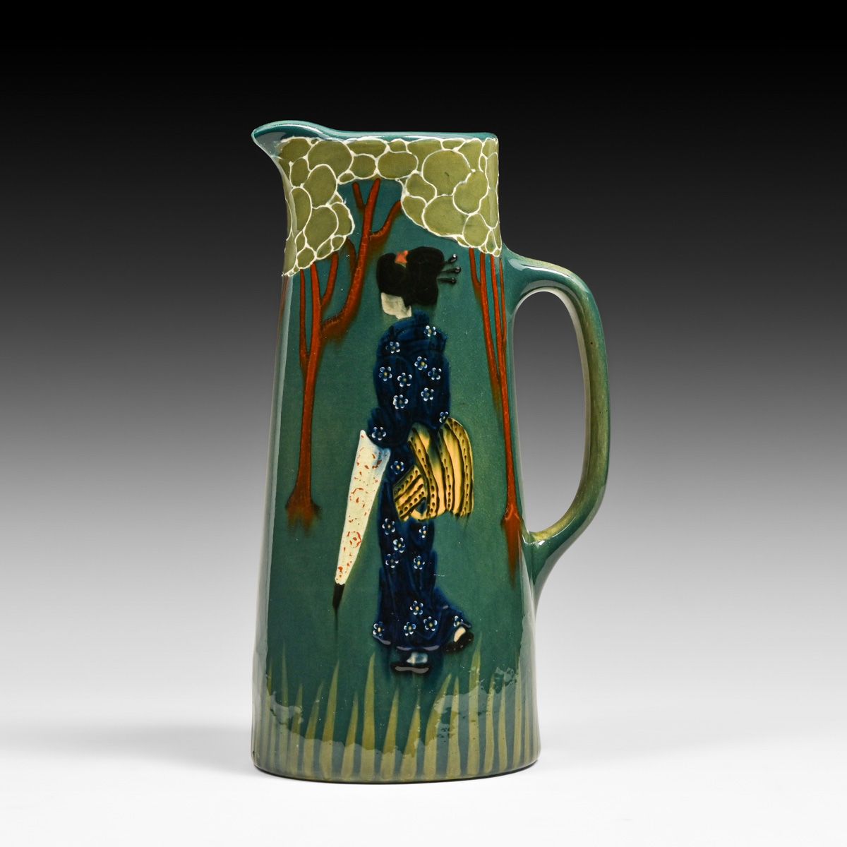 Frederick Hurten Rhead - Weller Pottery Faience "Geisha" or "Oriental" Pitcher c1904