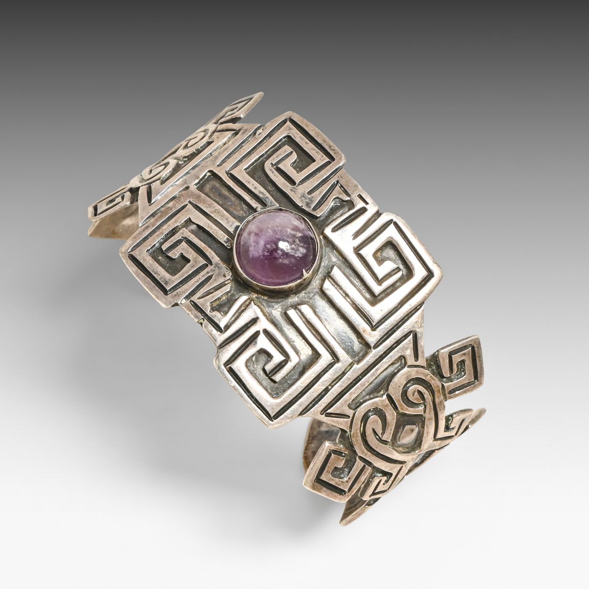 Vintage Taxco Mexican Sterling Silver & Amethyst Bracelet