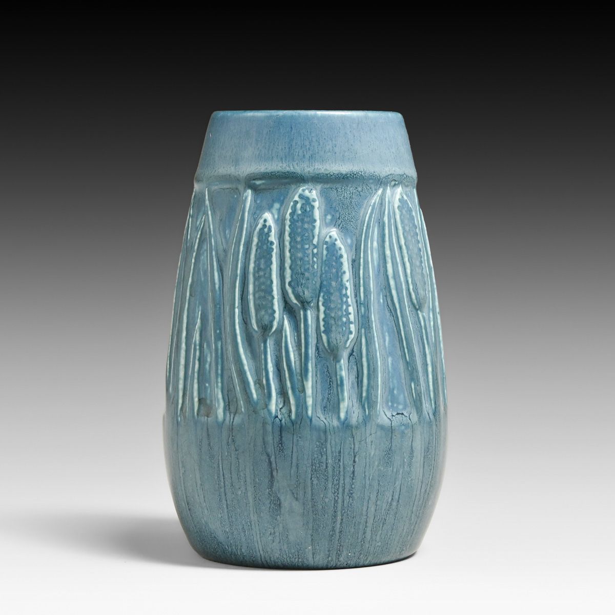 Rookwood Pottery #2592 Matte Blue Cattail Vase 1924