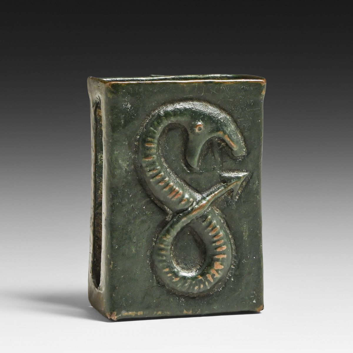 John Pearson - Newlyn Period Repousse Sea Serpent Hammered Copper Match Box Holder c1890s