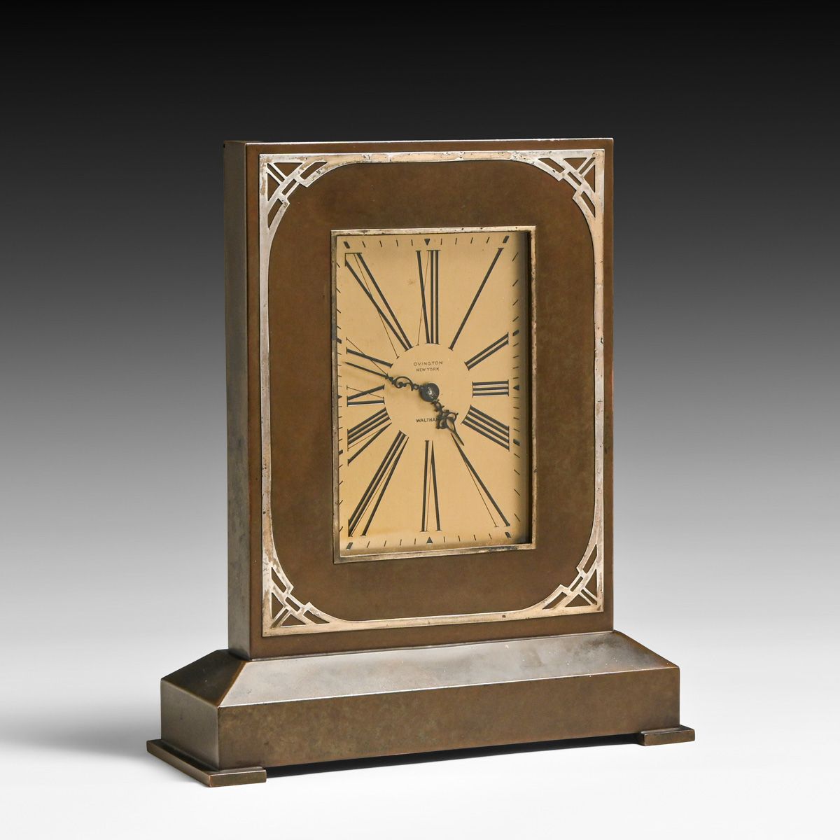 Silvercrest Sterling Silver on Bronze Table Clock c1920s