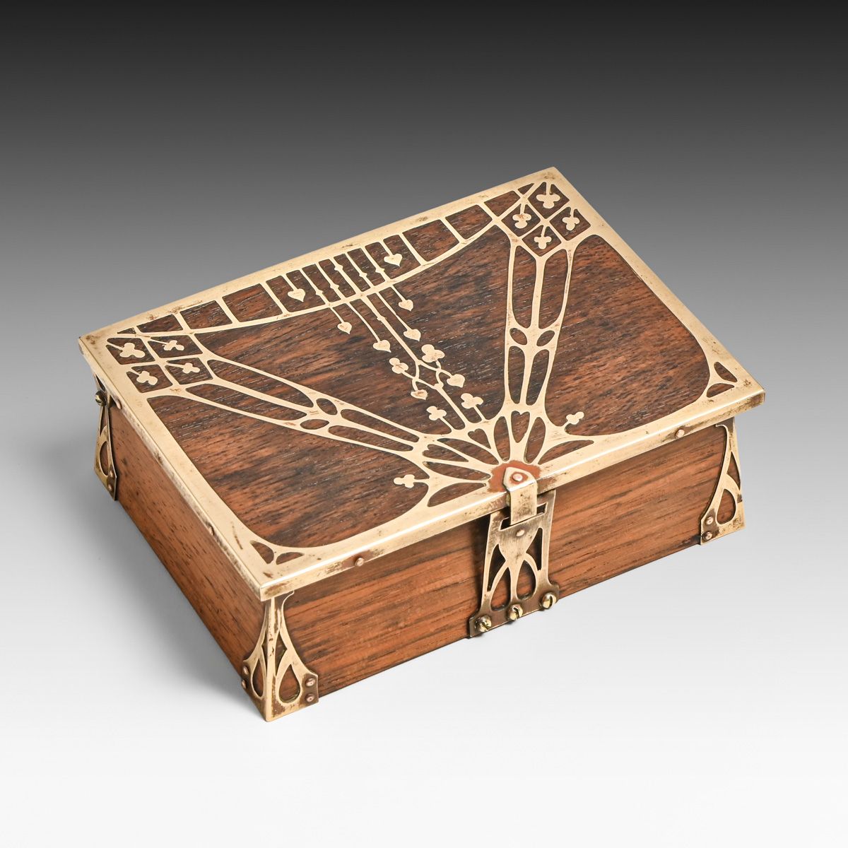 Erhard & Sohne – German Art Nouveau Secessionist Mahogany & Brass Box c1905