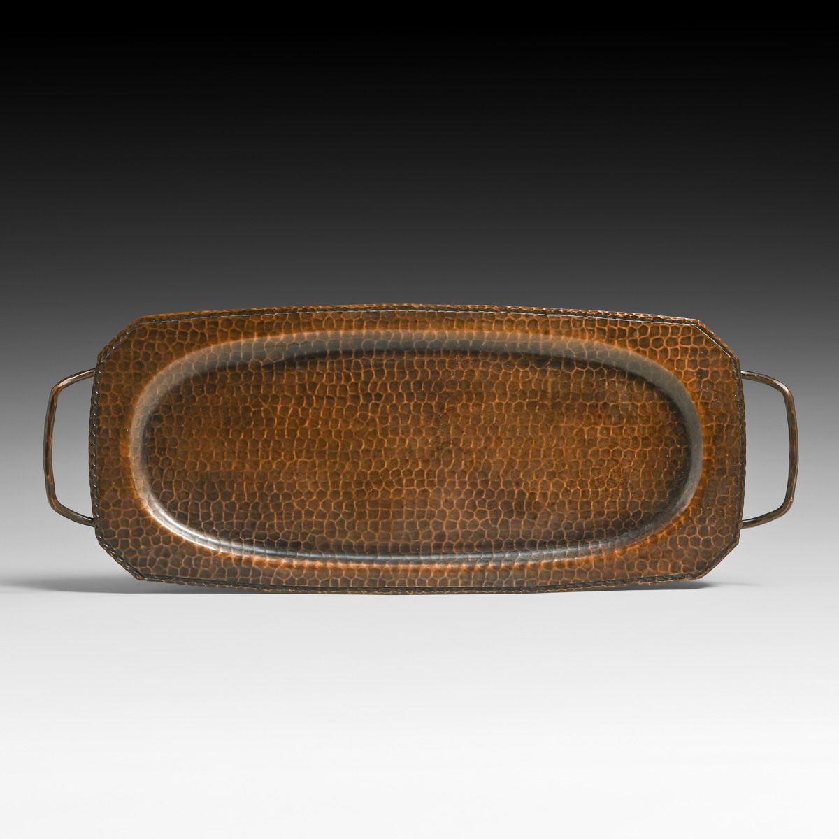 Roycroft Hammered Copper Rectangular Two-Handled Tray c1920s