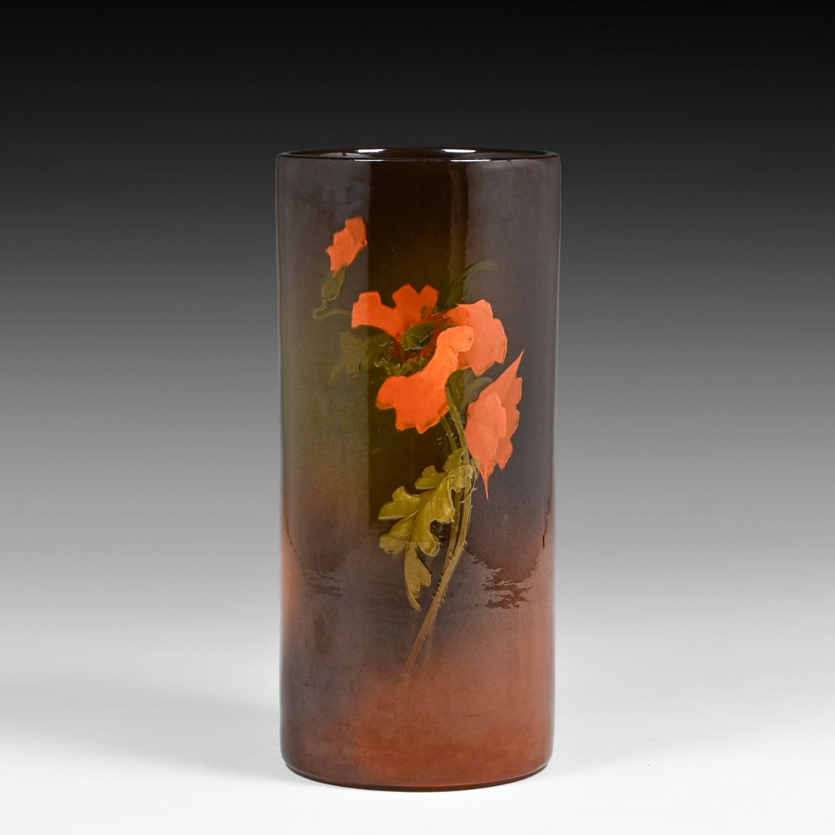 Louwelsa Weller Poppies Standard Glaze Umbrella Stand c1900s