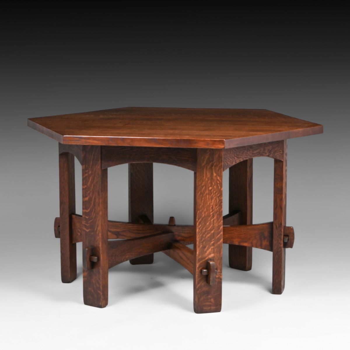 Gustav Stickley #625 Oak Hexagonal Library Table c1905
