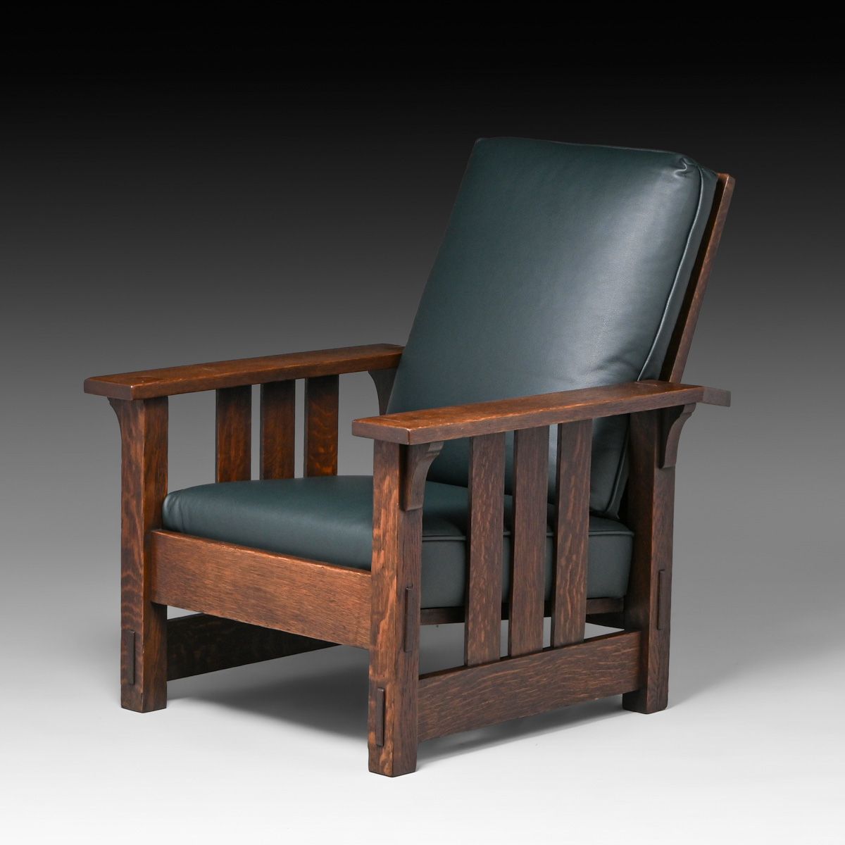 Large Stickley Brothers Slatted Morris Chair c1910