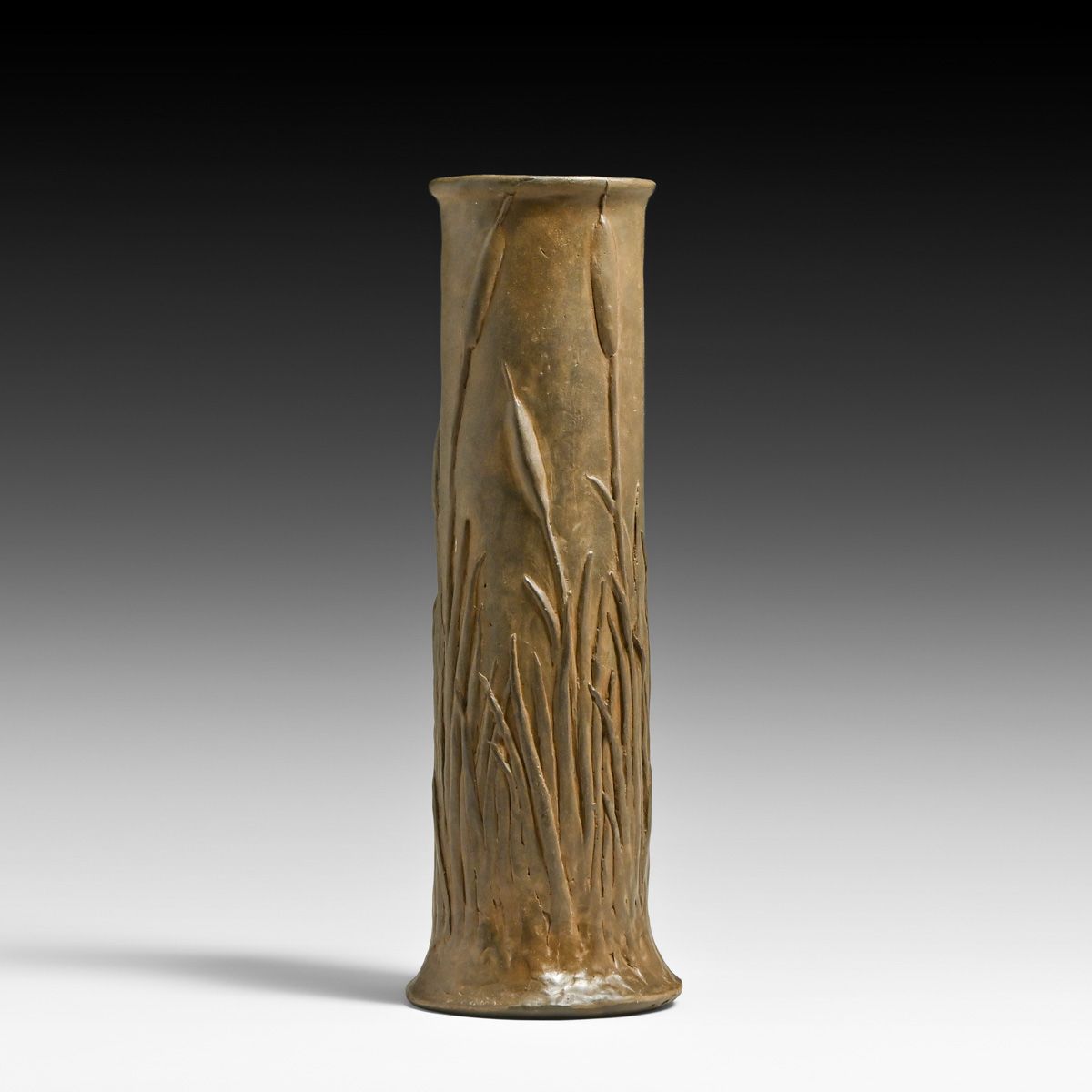Arts & Crafts Period Unglazed Cattail Vase c1910