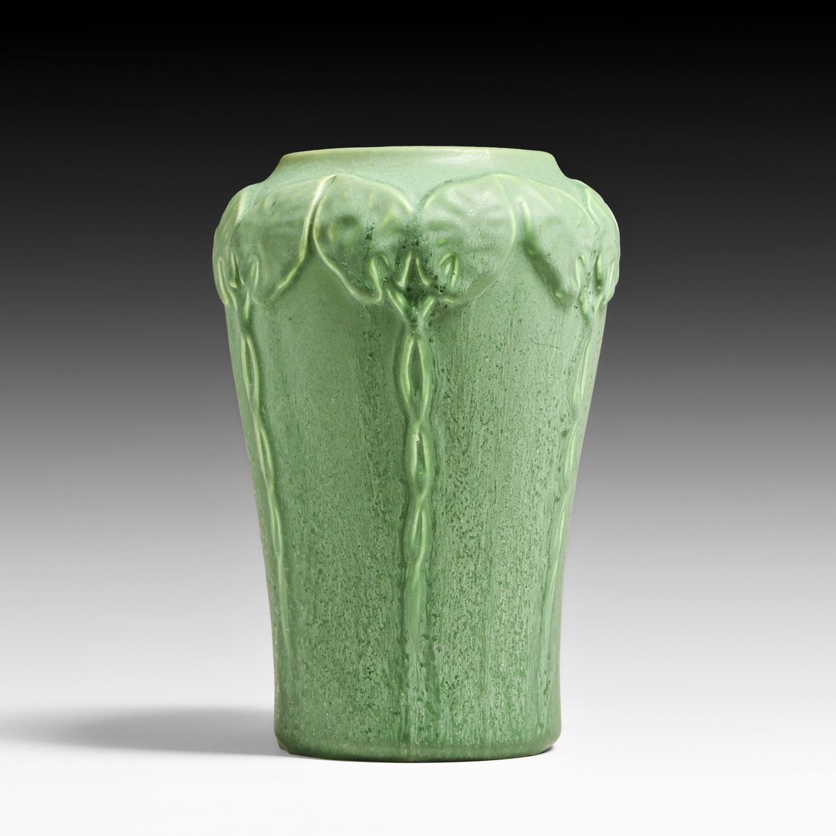 Hampshire Pottery Twisted Vine Matte Green Vase c1910