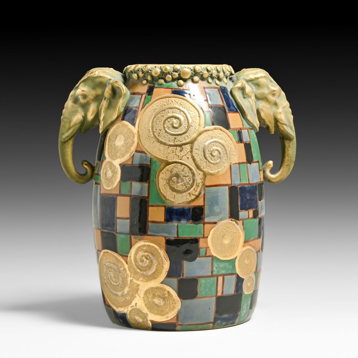 Paul Dachsel Amphora Austrian Secessionist Double Elephant Head Vase c1904