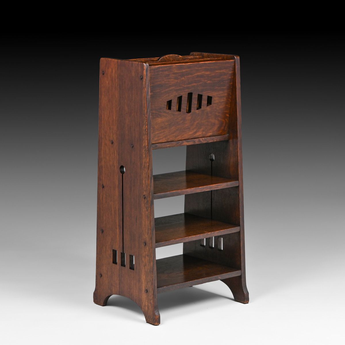 Lakeside Crafts Shop - Sheboygan, WI Oak Cutout Magazine Stand c1910