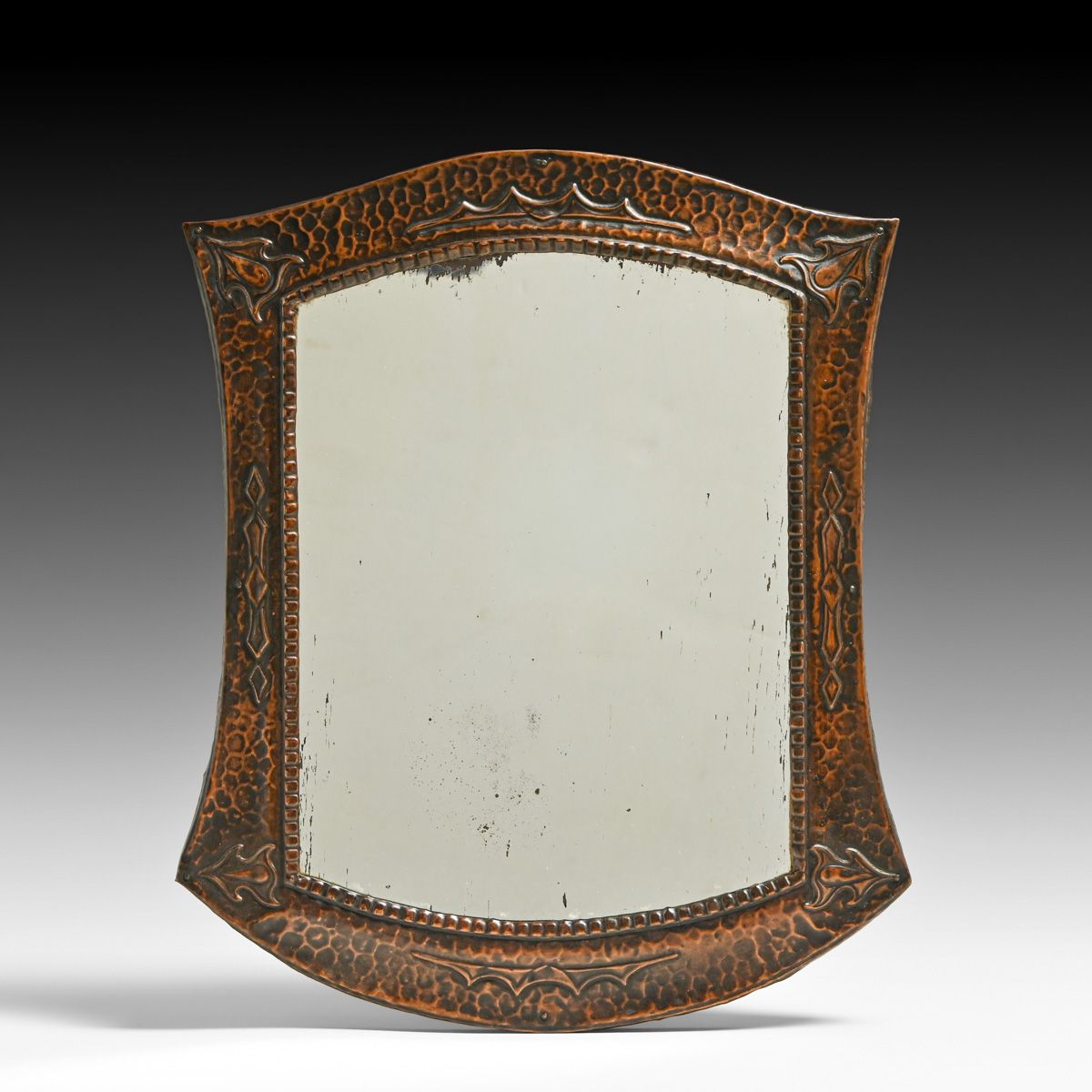 Arts & Crafts Period Hammered Copper Mirror c1900s