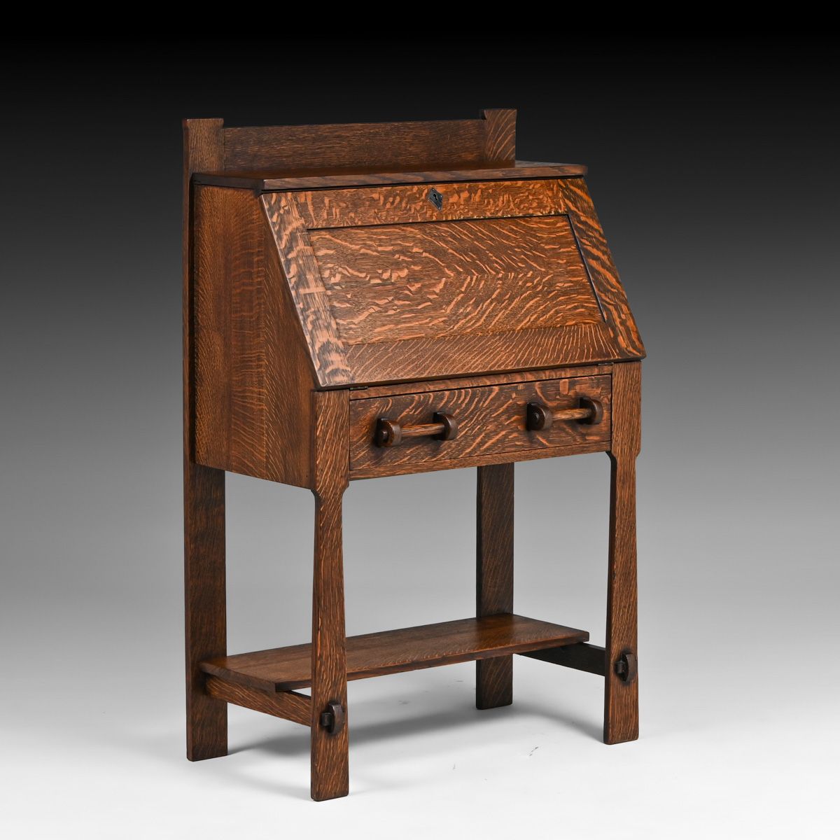 Shop of the Crafters - Cincinnati Oak One-Drawer Dropfront Desk c1910