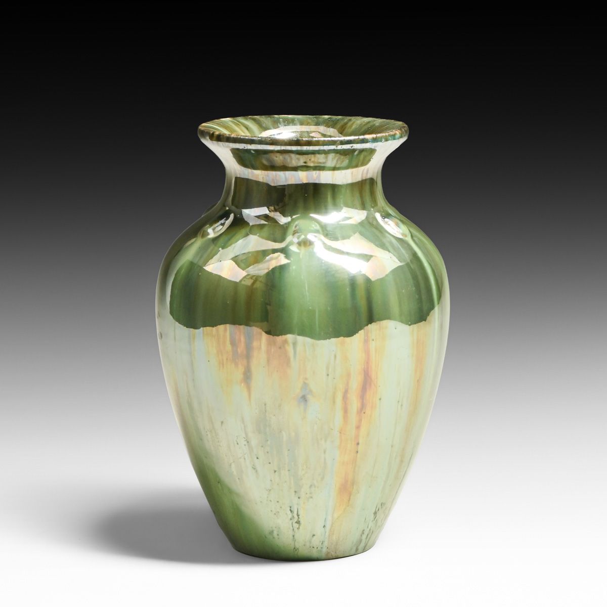 Fulper Pottery Chinese Celadon Green Luster Flambe Vase c1910s