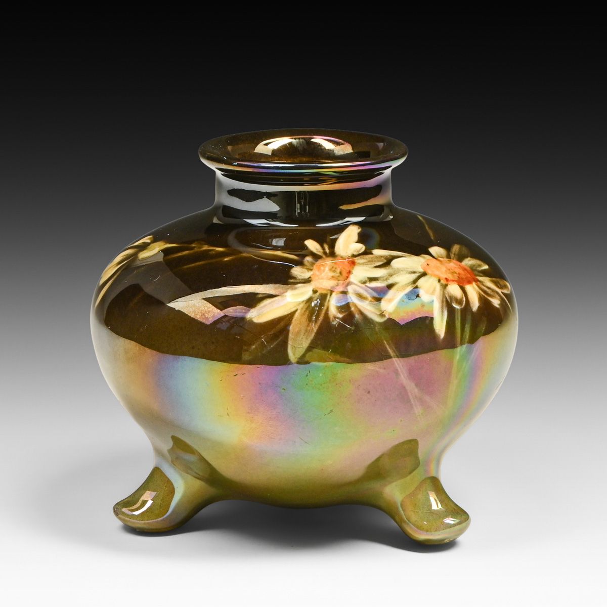 Lonhuda Faience - Steubenville, OH Laura Fry Standard Glaze Luster Iridescent Vase c1892-1896