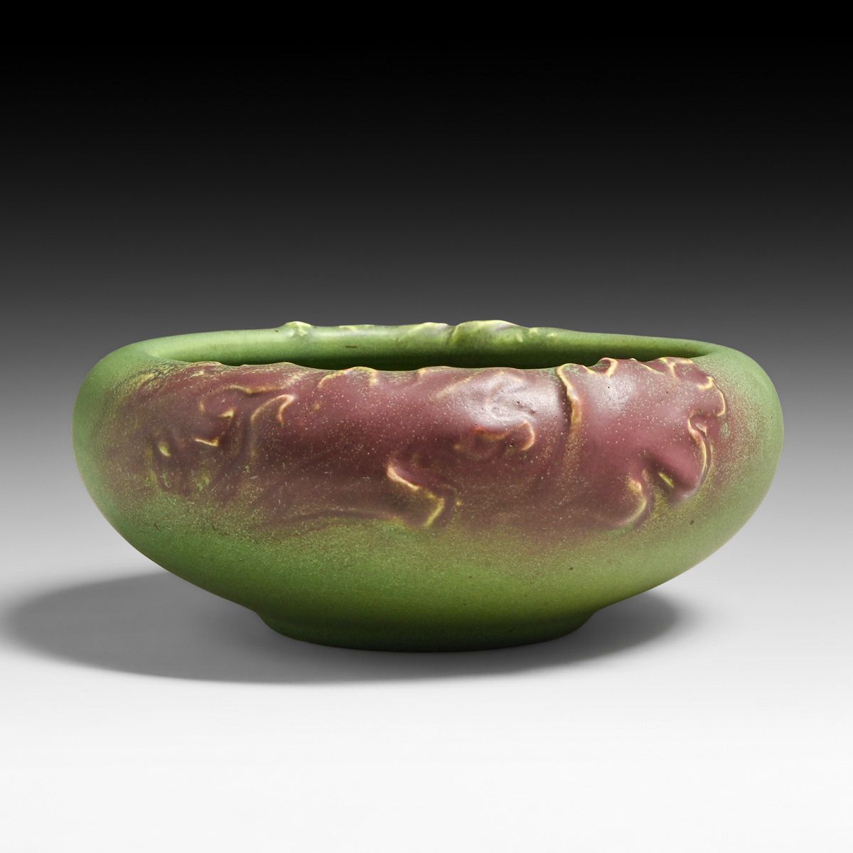 Rookwood Pottery Cecil A. Duell Hand-Carved Oak Leaves Bowl 1908