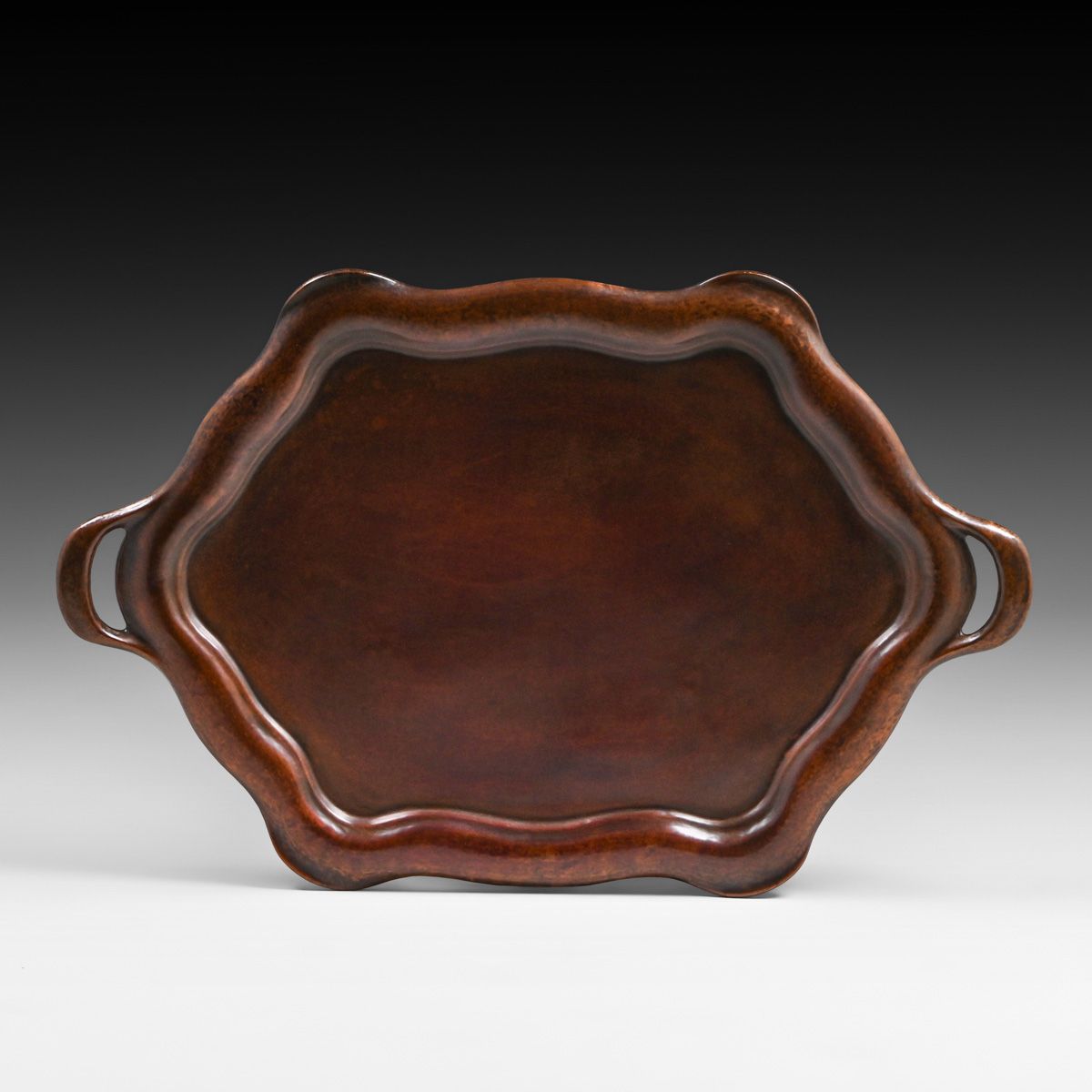 Tiffany Studios - New York Hammered Copper Two-Handled Serving Tray c1910