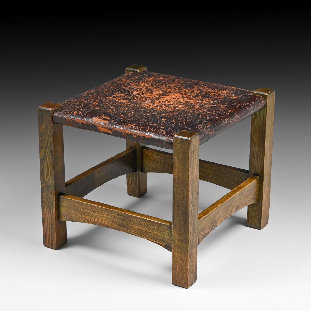 Rare & Early Gustav Stickley #728 Square Footstool c1901