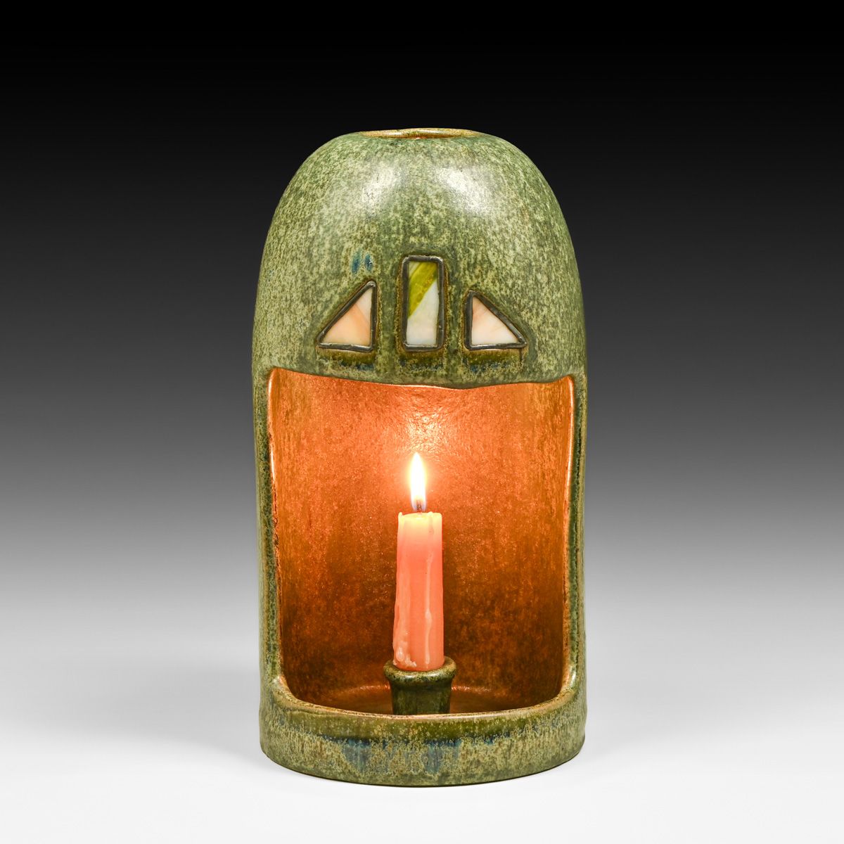 Fulper Pottery #1000 Leaded Glass Candle Sconce c1910
