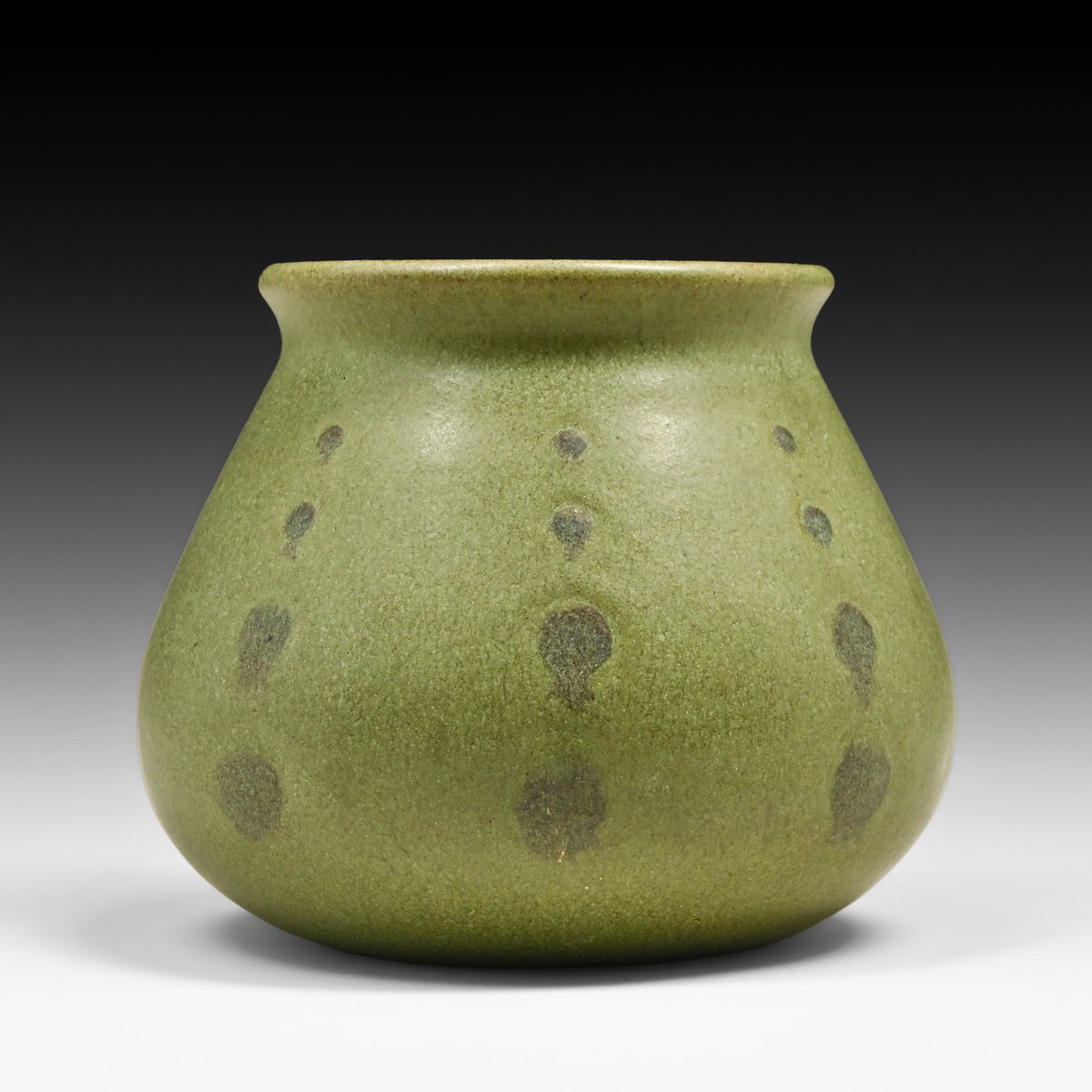 Marblehead Pottery Stacked Circular Matte Green Vase c1910