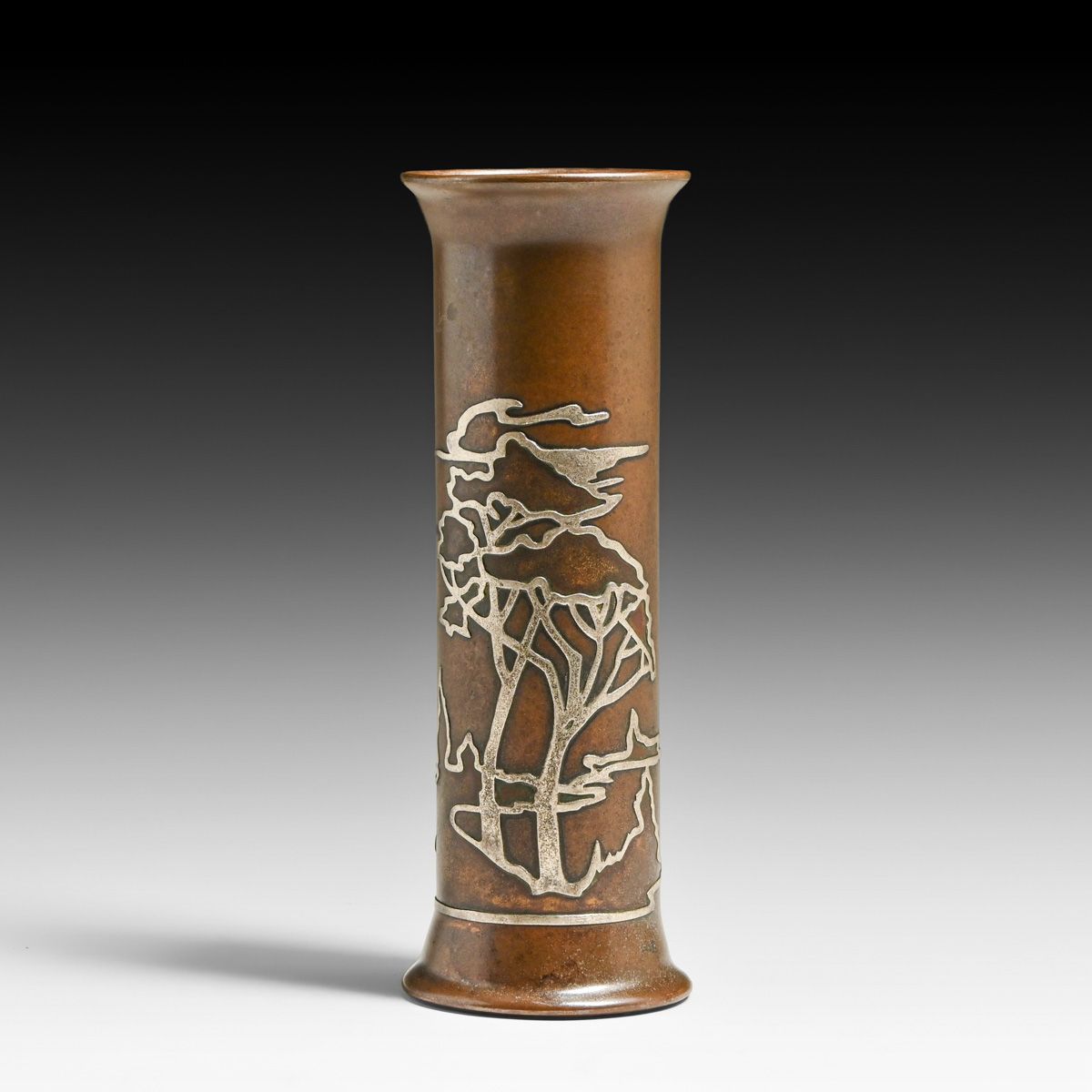 Early Heintz Sterling on Bronze Vase c1912