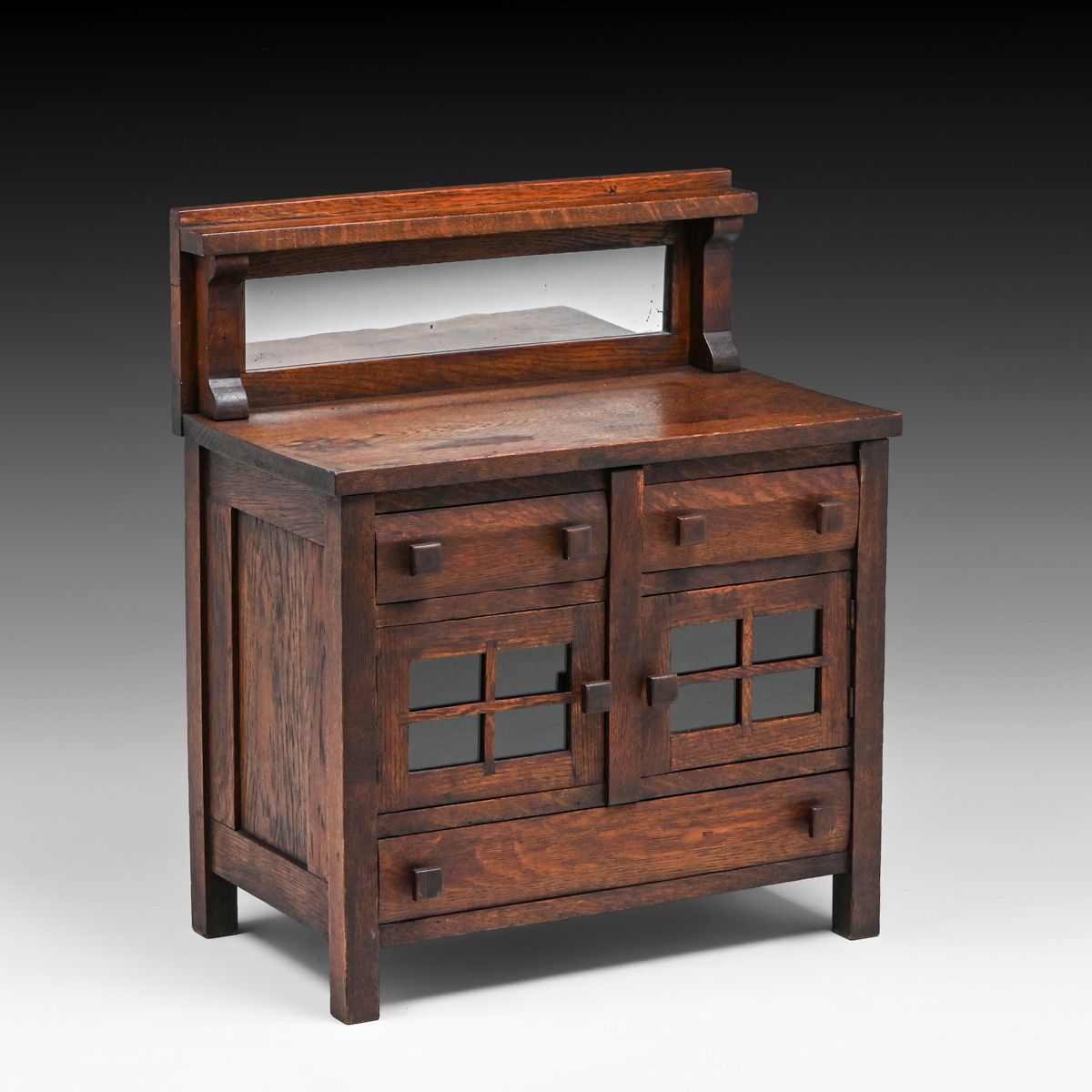 Arts & Crafts Period Oak Child's Doll Furniture Sideboard c1910