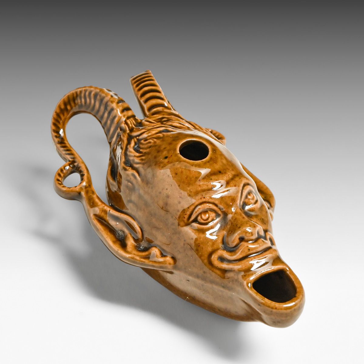 Rare Chelsea Keramic Art Works Satyr Oil Lamp c1880