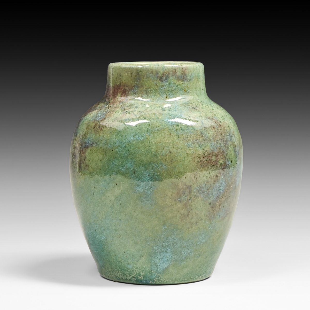 Pisgah Forest Turquoise & Aubergine Flambé Vase c1930s