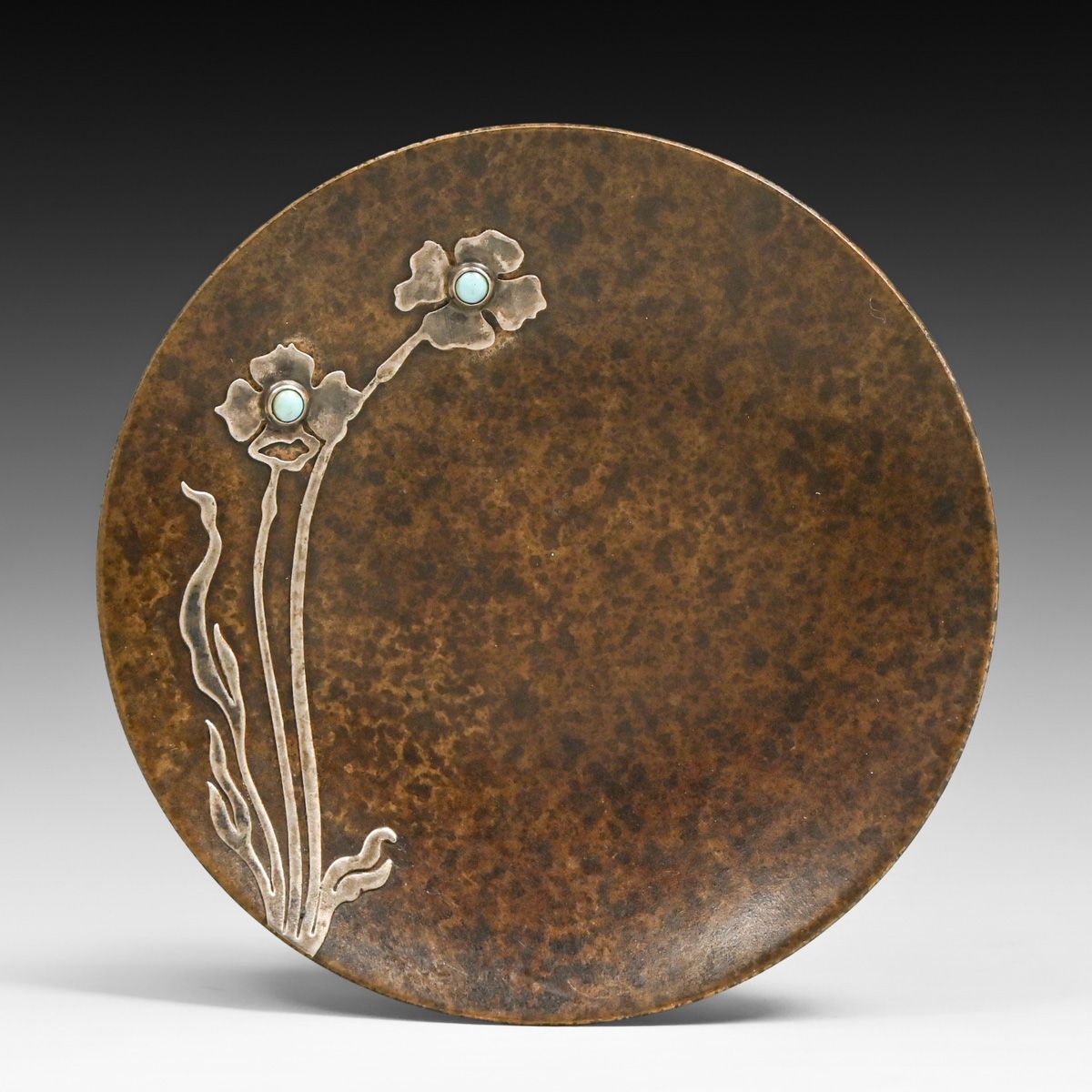 Heintz Sterling Silver & Turquoise Cabochon Tray c1915