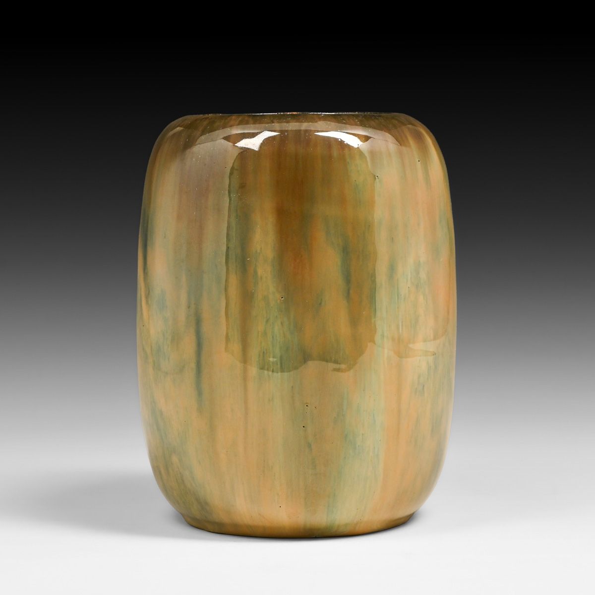 Fulper Pottery Orange Flambe Wide Cylinder Vase c1917-1920
