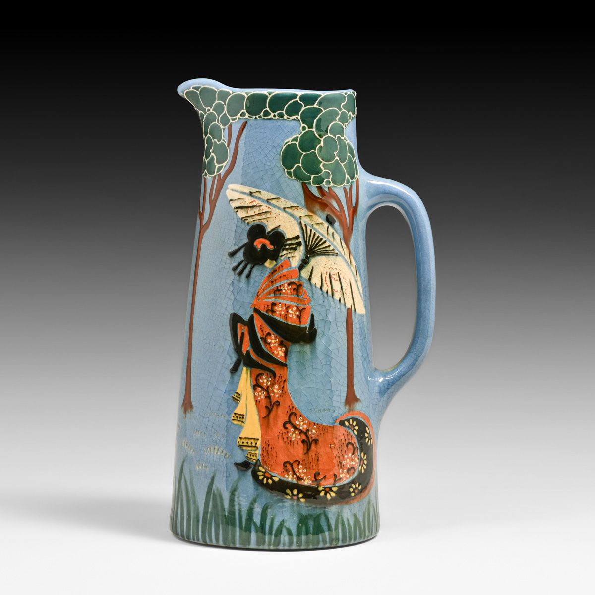 Frederick Hurten Rhead - Weller Pottery Faience "Geisha" or "Oriental" Pitcher c1904