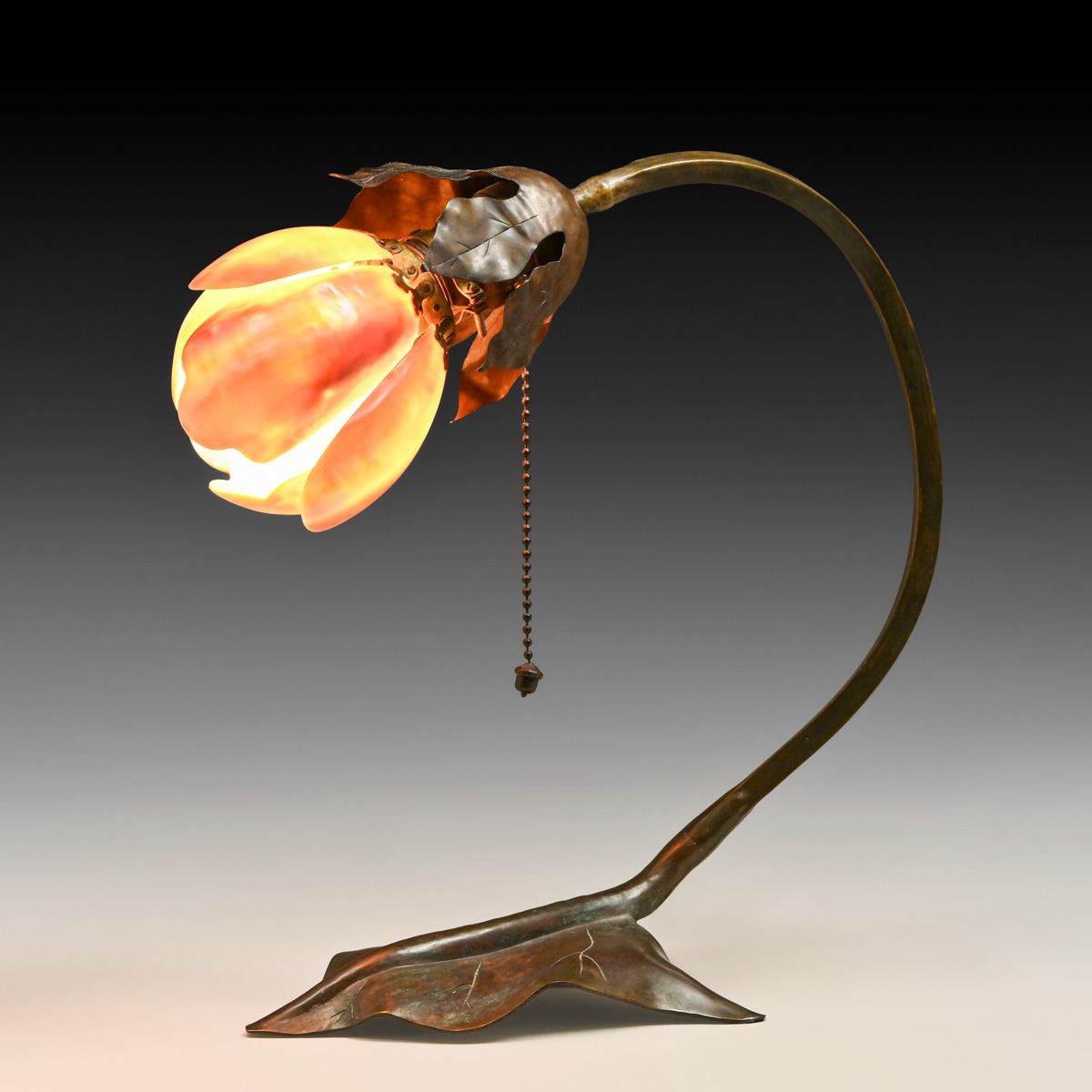 Leonide Lavaron - Chicago Bronze & Shell Table Lamp c1905-1910