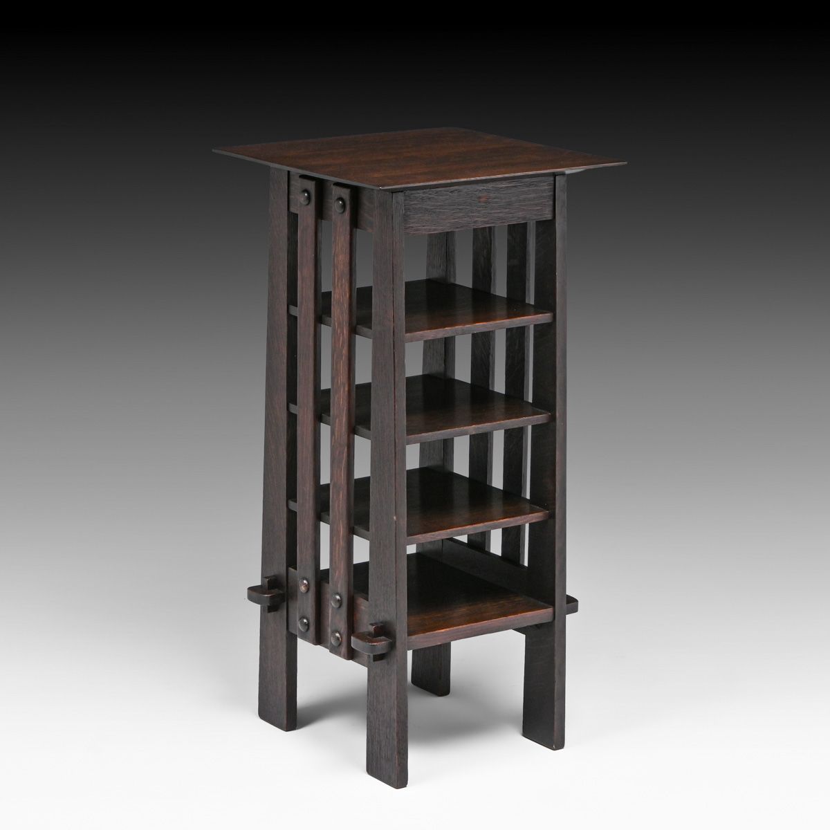 Michigan Chair Co Oak Slatted Magazine Stand c1905