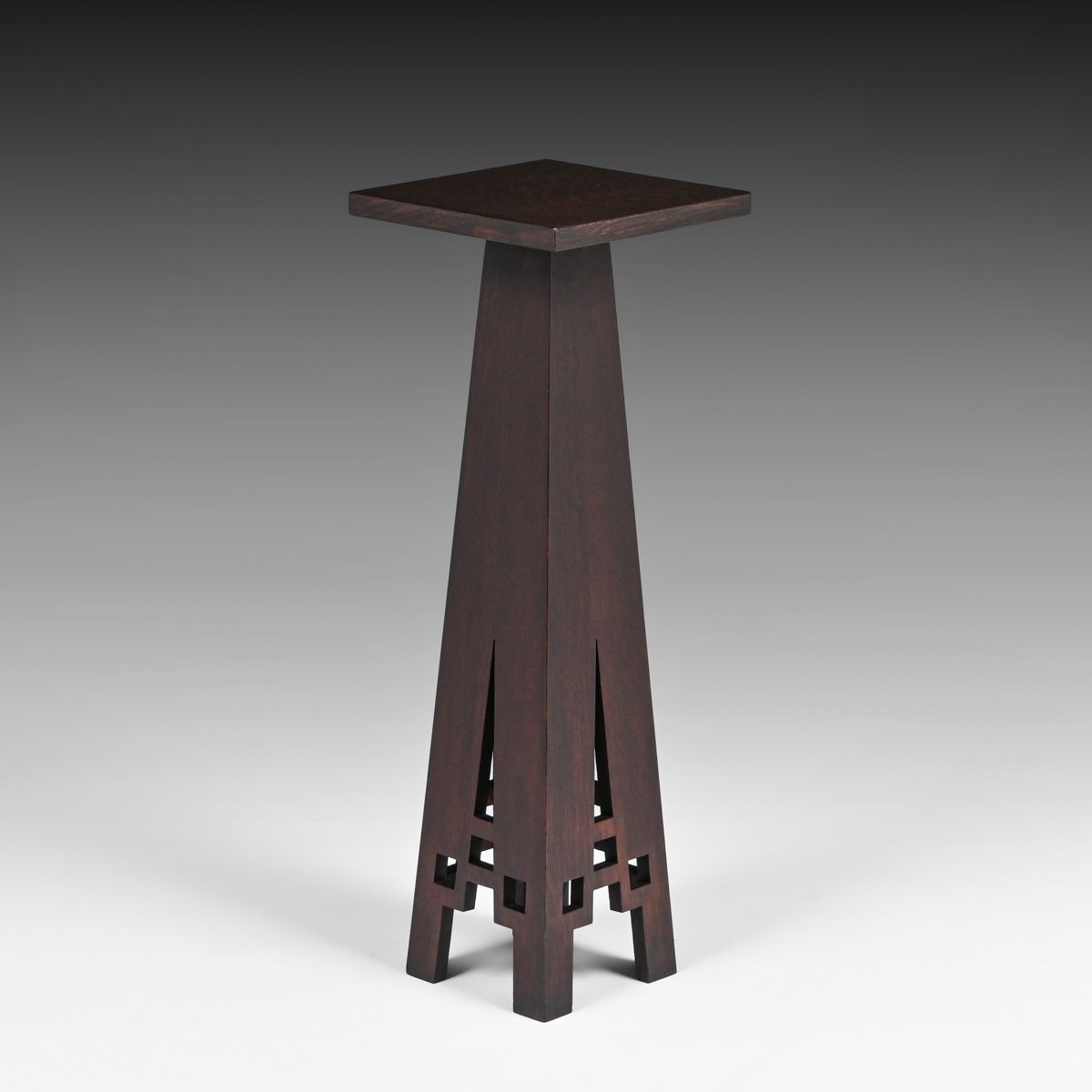 Prairie School Arts & Crafts Oak Cutout Pedestal c1910