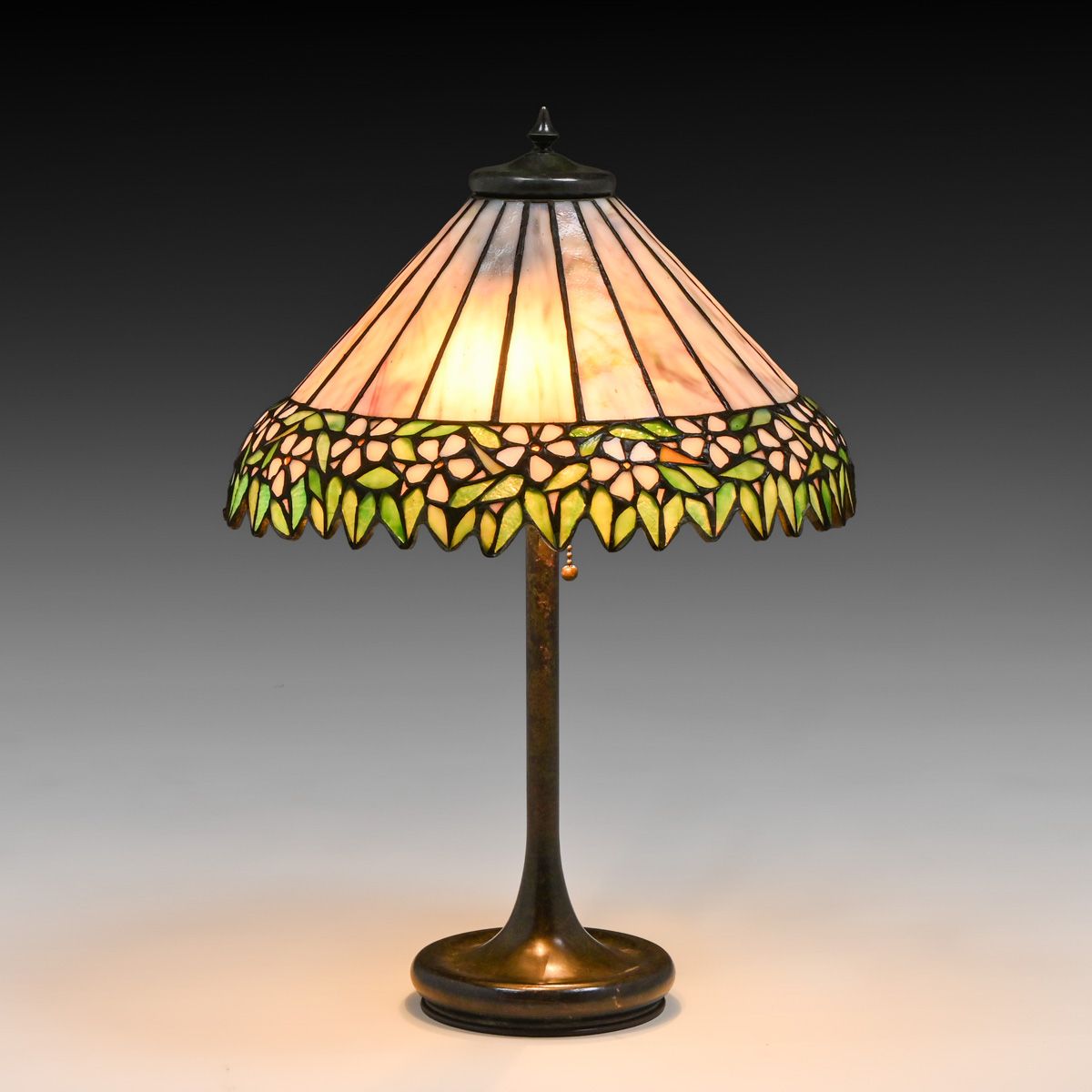 Unique Lamp Co - New York Leaded Glass Periwinkle Lamp c1910