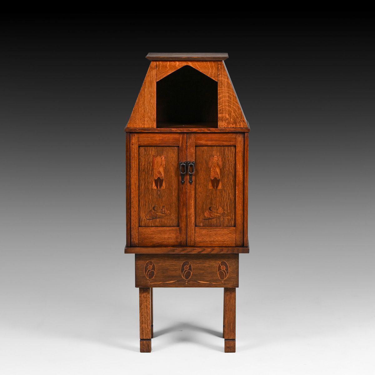 Early Stickley Brothers Inlaid Two-Door Cabinet c1901
