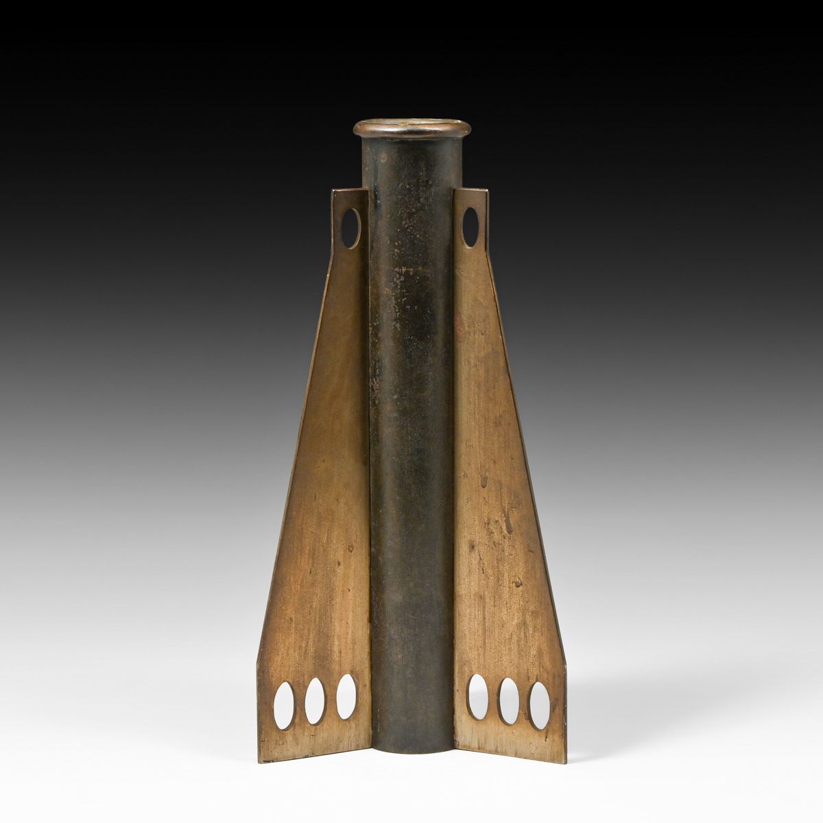 German Secessionist Copper & Brass Handled Cylinder Vase c1900