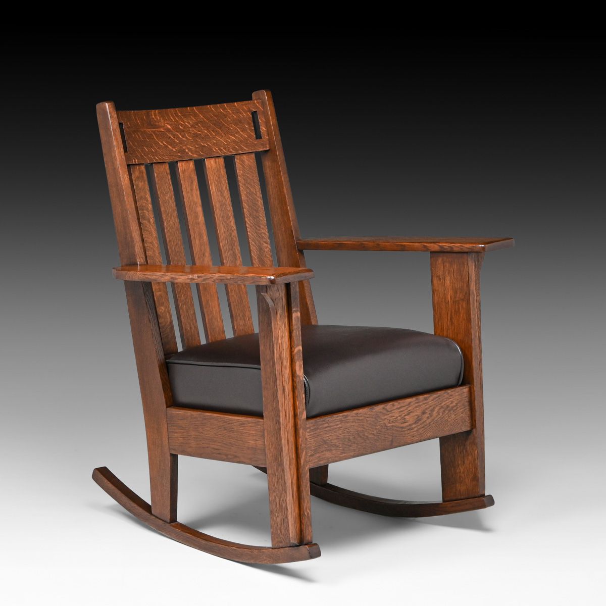 Charles Stickley Oak Cutout Rocker c1910