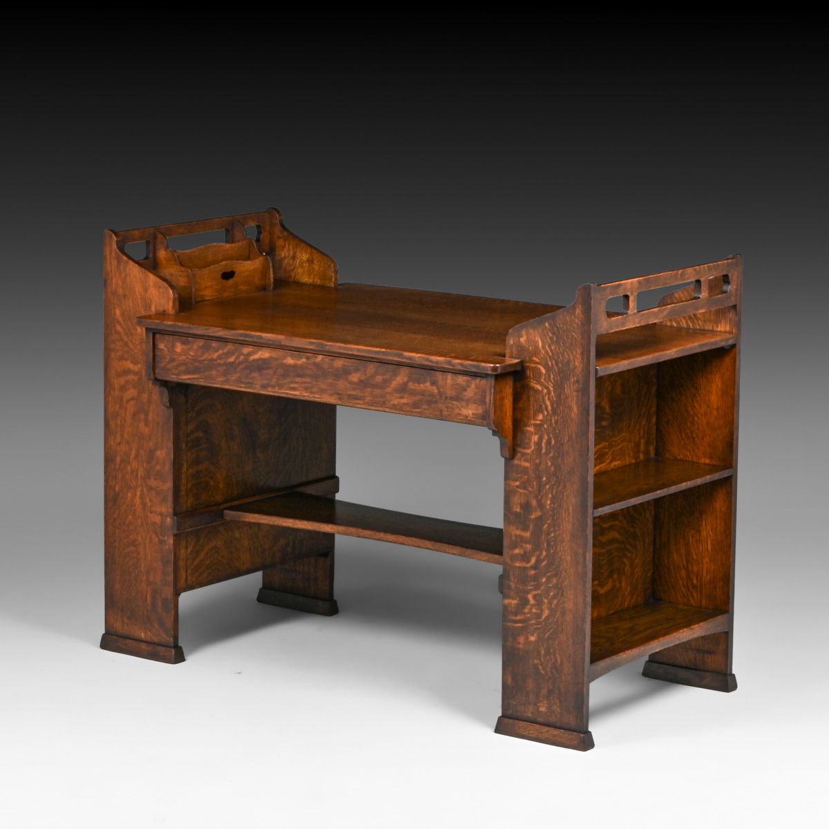 Early Limbert Oak Heart Cutout Desk c1905